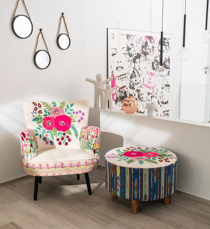 Daffodil Mango Wood Ottoman