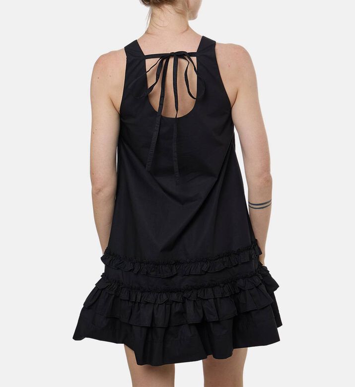 Ganni Cotton Square Neck Mini Dress, Model View