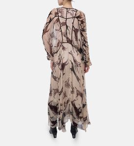 Mes Demoiselles Sheer-print Zig-zag Trim Maxi Dress, Model View