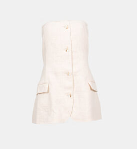 Spencer Cotton-linen Strapless Blazer