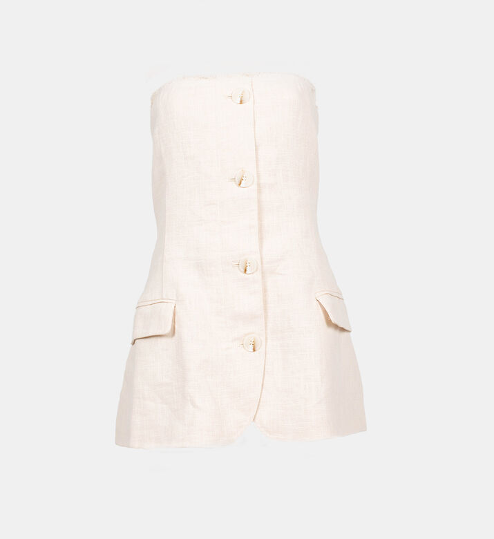 Spencer Cotton-linen Strapless Blazer