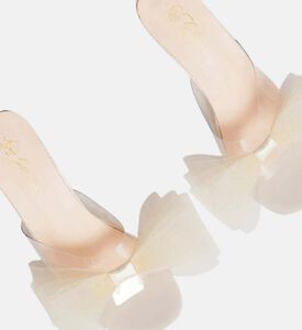 Faux Leather Bow Heel Slippers