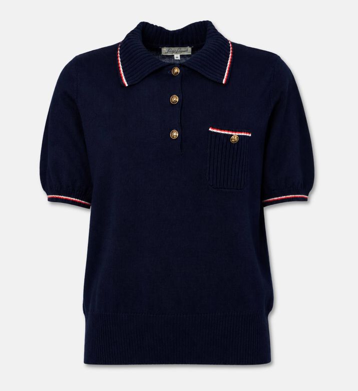 Luisa Spagnoli Knit Short-sleeve Polo Pullover, Packshot View