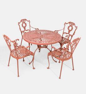 طاولة طعام بيسترو حمراء بـ 4 كراسي