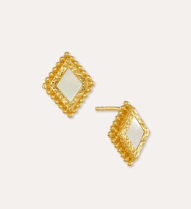 Ottoman Hands Diamond-shape Pearl Stud Earrings, Packshot View