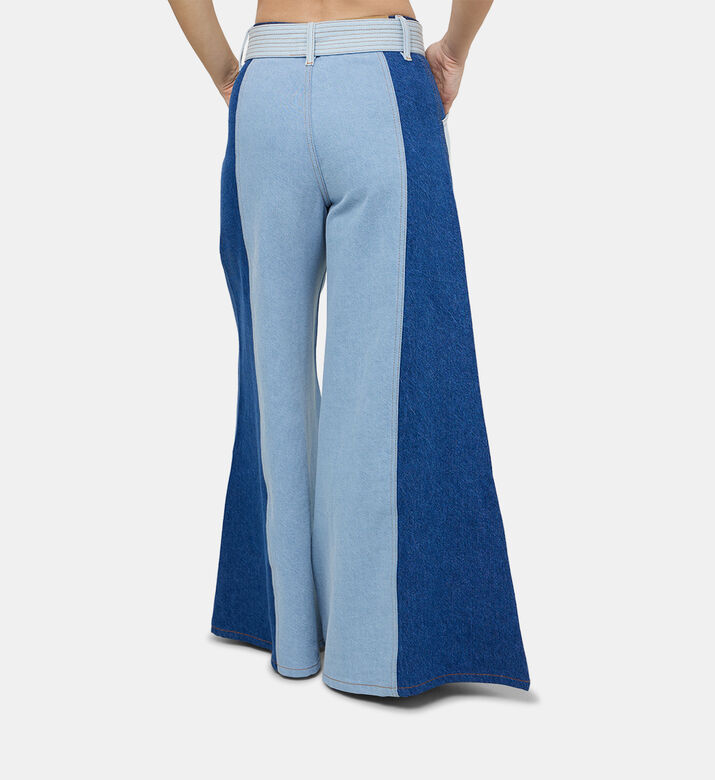 بنطال دنيم برقعة برباط خصر