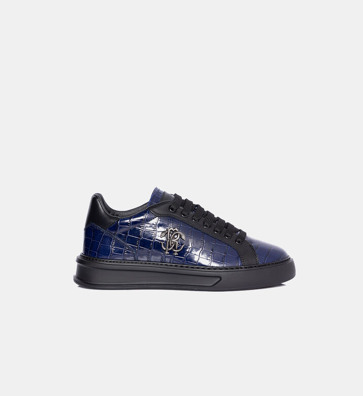 Leather Crocodile-embossed Sneakers