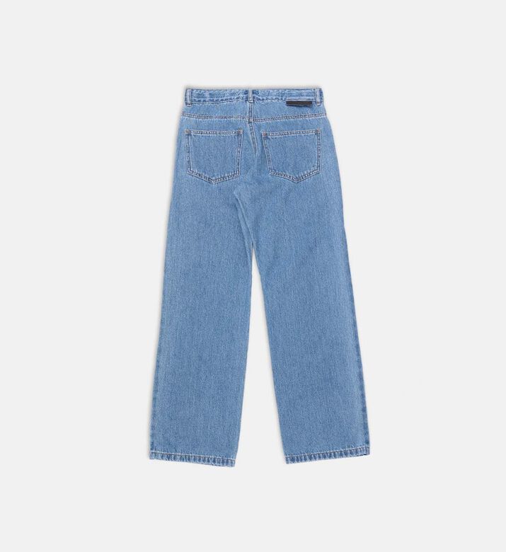 Button Closure Wide-leg Denim Pants