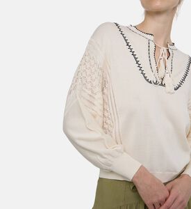 Ba and Sh Knit Embroidered Long-sleeve Blouse, Model View