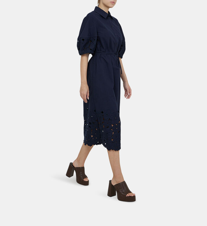 Cutwork Short Sleeve Midi Dress