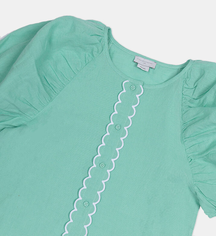 Scalloped Edge Puff Sleeve Shirt