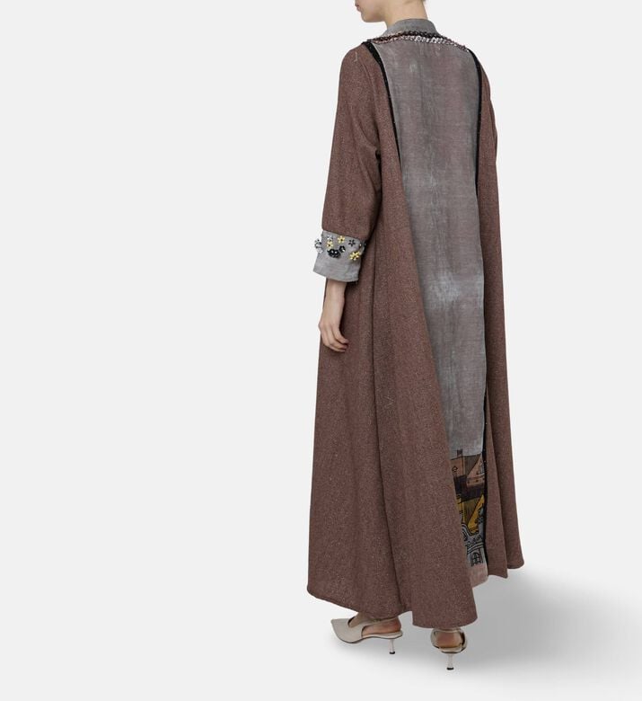 Dalia Al Azem Floral Appliques Printed Abaya, Model View