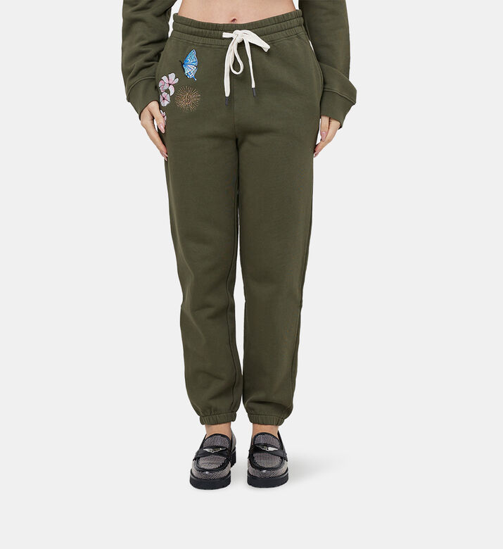 Sofia Floral-embroidery Jersey Track Pants