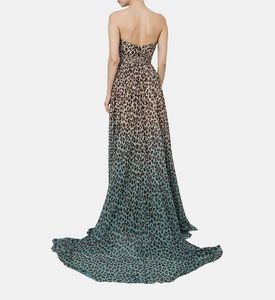 فستان شيفون أومبيري بطبعة نمر