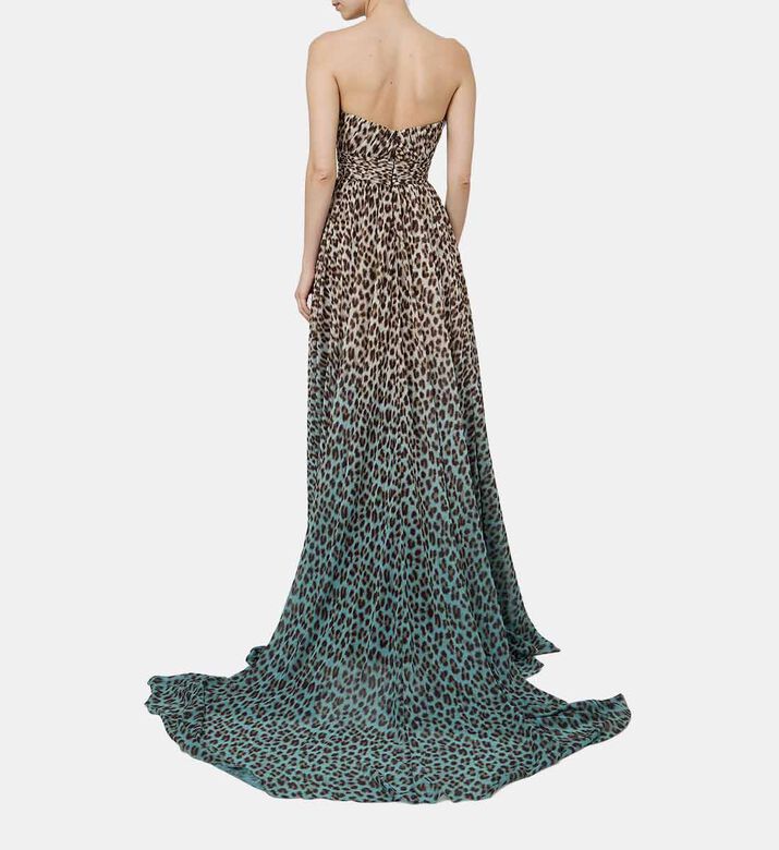 فستان شيفون أومبيري بطبعة نمر