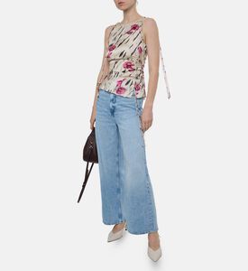 Ganni Floral-print Sleeveless Top, Model View