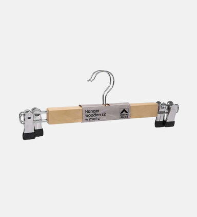 Wooden Metal Clip Hangers 2-piece Set - 33 X 1.2 X 12 Cm