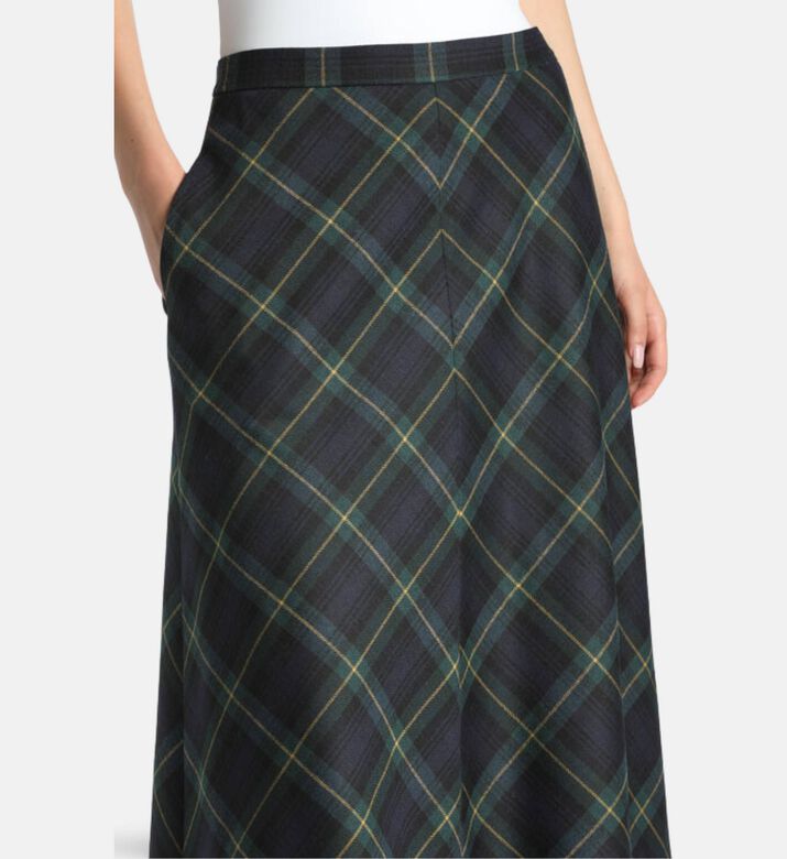 Luisa Spagnoli Fioriera Checkered A-line Midi Skirt, Model View