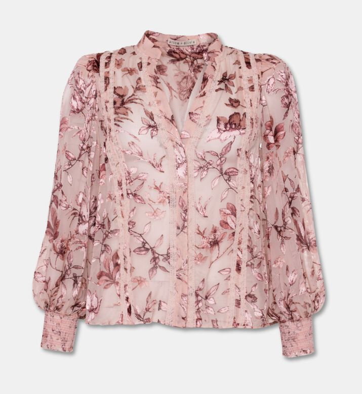 Alice and Olivia All-over Floral-print Long-sleeve Blouse, Packshot View