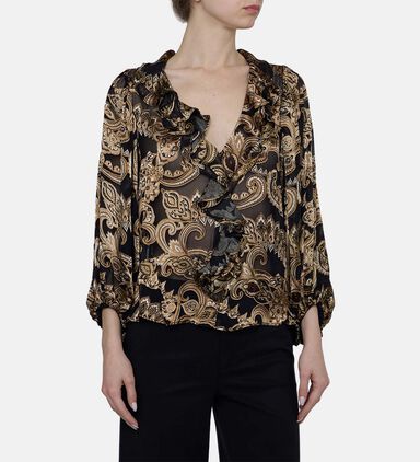 Paisley-print V-neck Blouse