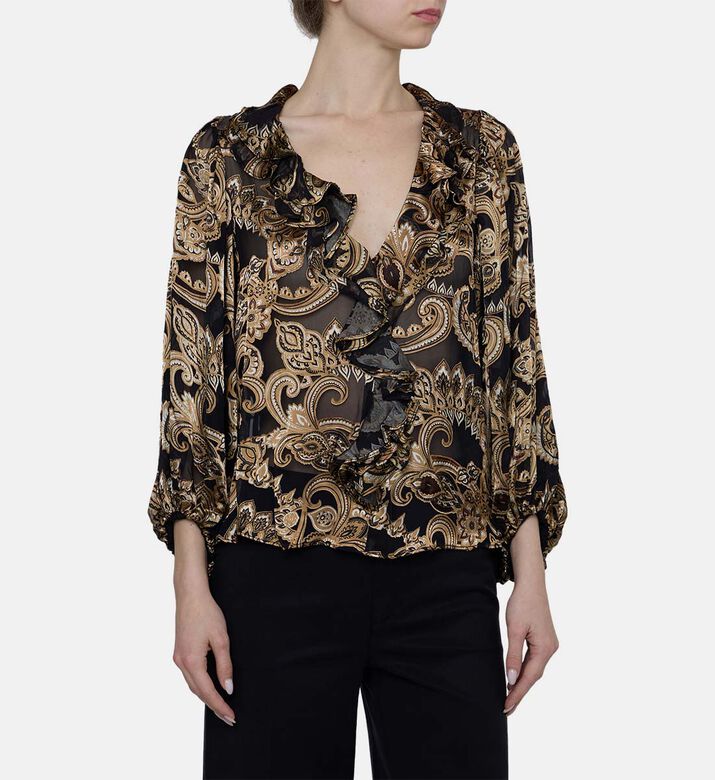Paisley-print V-neck Blouse