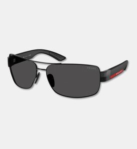 Prada Rectangular Metal Sunglasses, Black, Packshot View