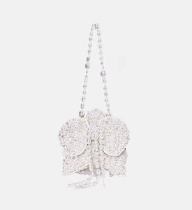 حقيبة يد غيولا صغيرة بحزام لؤلؤي بشكل زهرة متفتحة