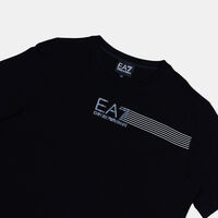 Cotton 7 Lines-print Crewneck T-shirt