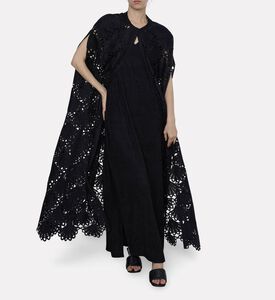 By Febe Fur Collar Cutwork Cape, Model View