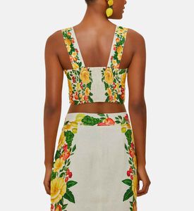 بلوزة بأزهار بيكنيك بتطريز بارز ومطاط لاستك