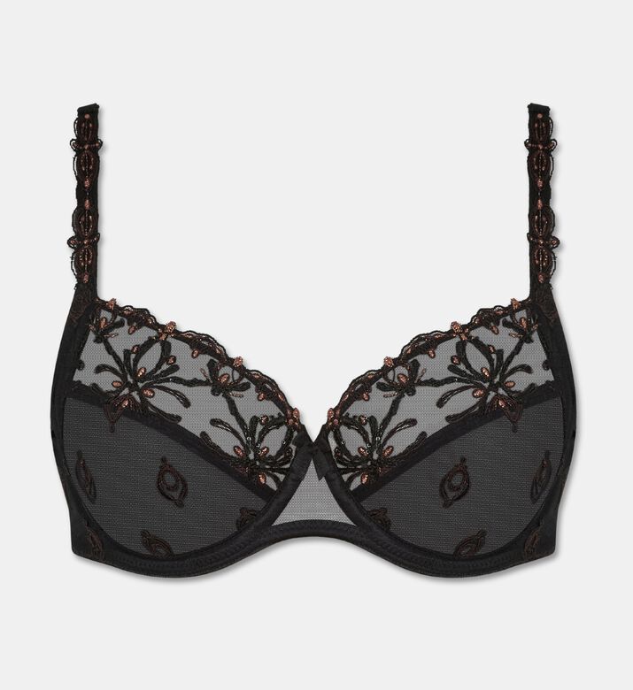 Chantelle Embroidered Underwire Full-coverage Bra, Black, 90, C, Packshot View