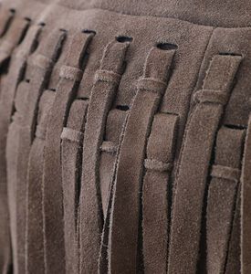 Home Deco and More Willow Suede Leather Round Pouf, Packshot View