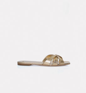 3 Juin Nerea Leather Flat Heel Sandal, Gold, Eu-39, Packshot View