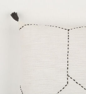 Home Deco and More Indie Handmade Tassled Cushion, White, 45x45x45-cm, Packshot View