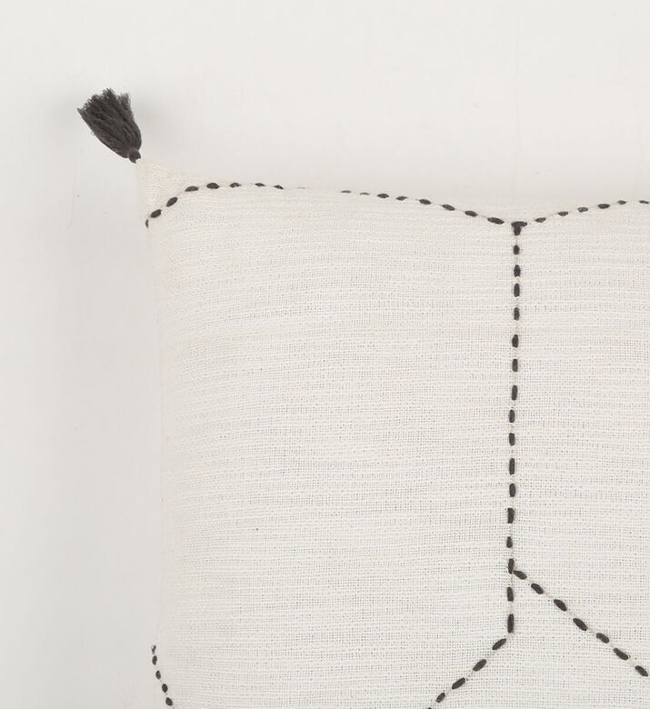 Home Deco and More Indie Handmade Tassled Cushion, White, 45x45x45-cm, Packshot View