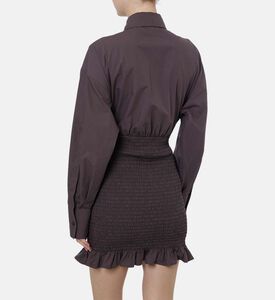 Long-sleeve Elastic Waist Mini Dress Long-sleeve Elastic Waist Mini Dress