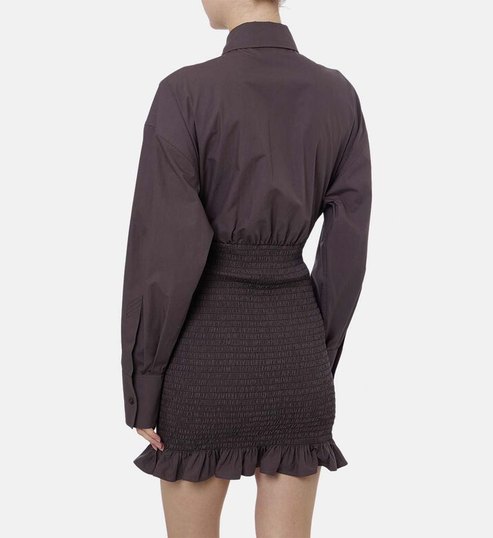 Long-sleeve Elastic Waist Mini Dress Long-sleeve Elastic Waist Mini Dress