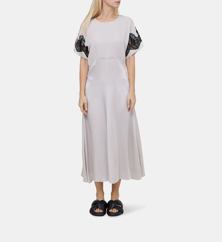 Lace-inserts Flared Midi Dress Lace-inserts Flared Midi Dress