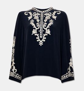 Isabel Marant Faronne Crepe Contrasting Embroidery Blouse, Packshot View