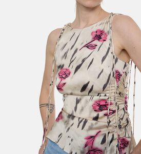 Ganni Floral-print Sleeveless Top, Model View