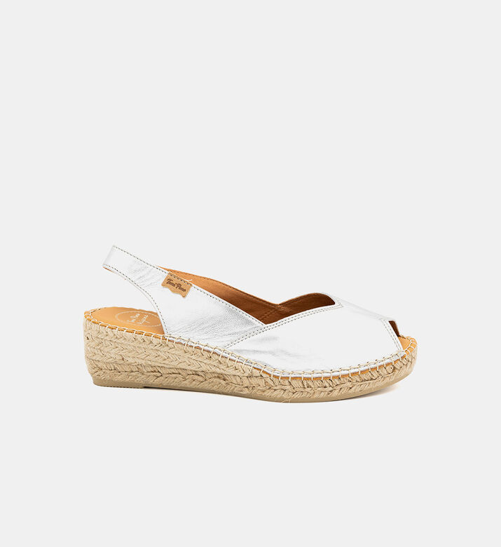 Toni Pons Bernia Metallic Leather Mid-wedge Peep-toe Espadrille, Silver, Eu-41, Packshot View