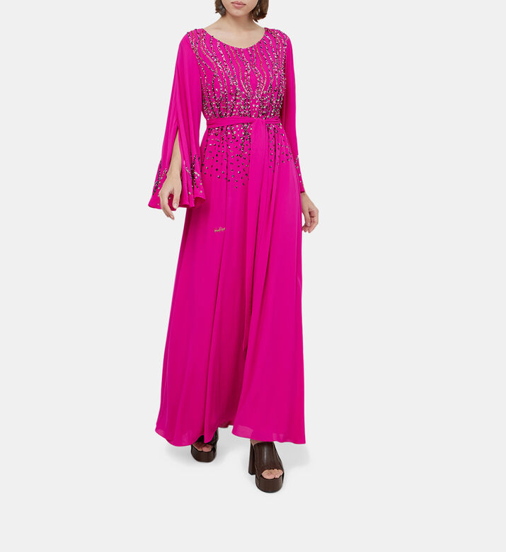 Embellished Belted Maxi Gown