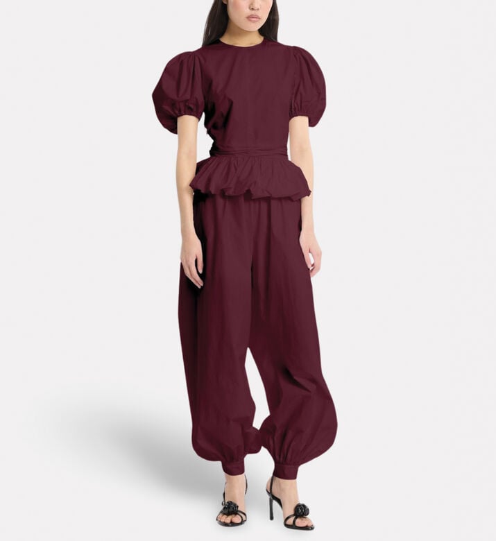 Rotate Jacquard Puff Sleeve Top, Model View