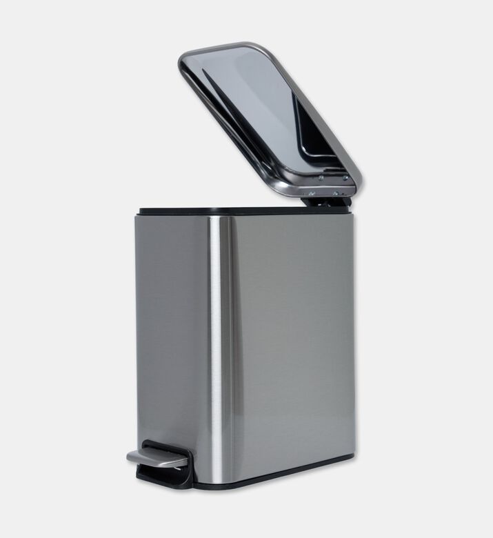 Home Deco and More Soft Close Rectangle Pedal Bin, Silver, Packshot View
