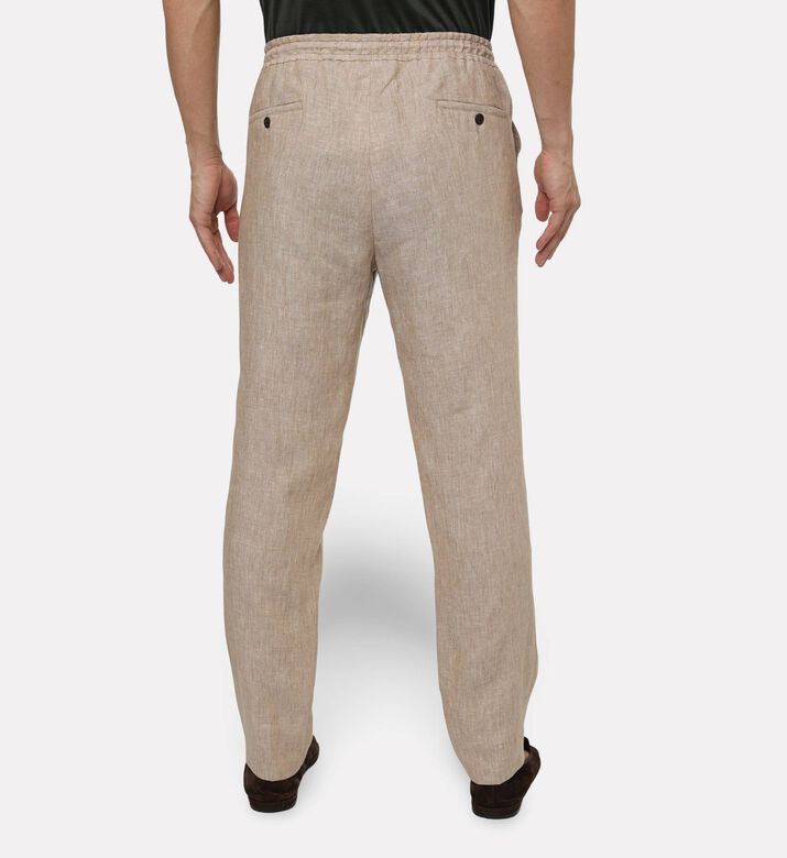 Corneliani Relaxed-fit Flax Drawstring Pants, Beige, 56, Model View