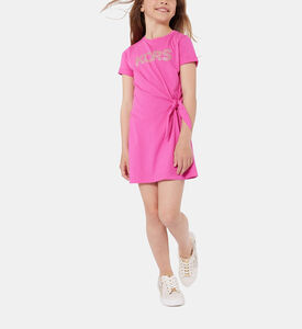 فستان قطن عضوي مرصع بعقدة