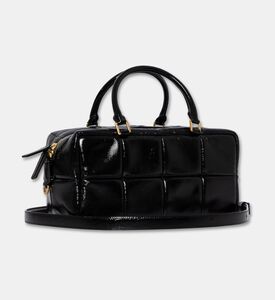 Mlouye Grid Leather Quilted Pattern Bag, Black, Packshot View