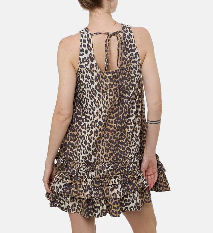 Ganni Cotton Leopard-print Mini Dress, Model View