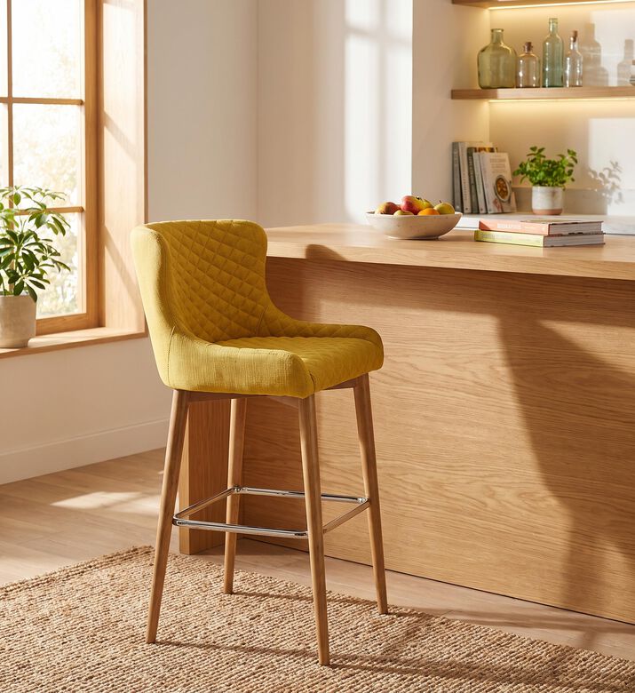 Home Deco and More Coco Quilt Bar Chair, Yellow, 53x46x103-cm, Packshot View