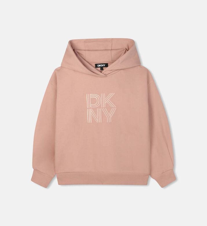 Pleated Long-sleeve Hooded Sweatshirt